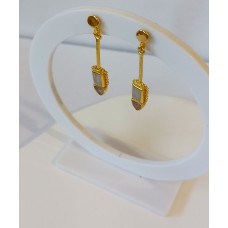 Ασημένια Σκουλαρίκια κρεμαστά επίχρυσα με ζιργκόν ψαροκόκκαλο (SE36)